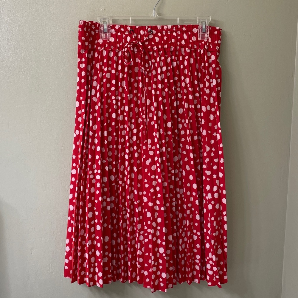 Le Lis Red and White Polka Dot Midi Skirt